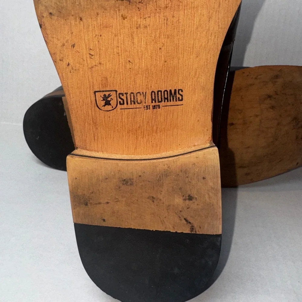 Stacy Adams Oxford Shoes  11 Black Leather Cap Toe Brogue Memory Foam 25366-001